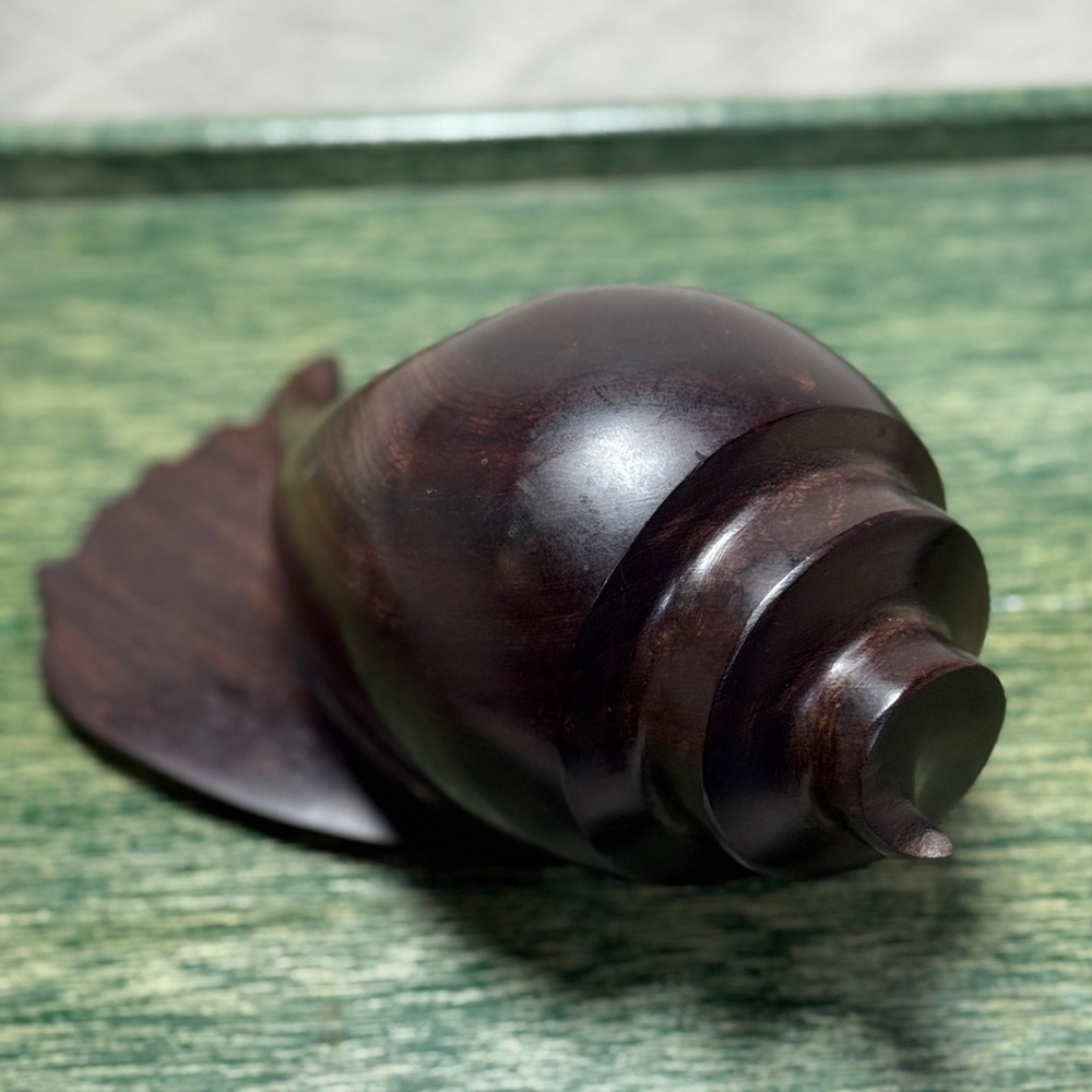 Hand Carved Ironwood Conch Shell Sculpture